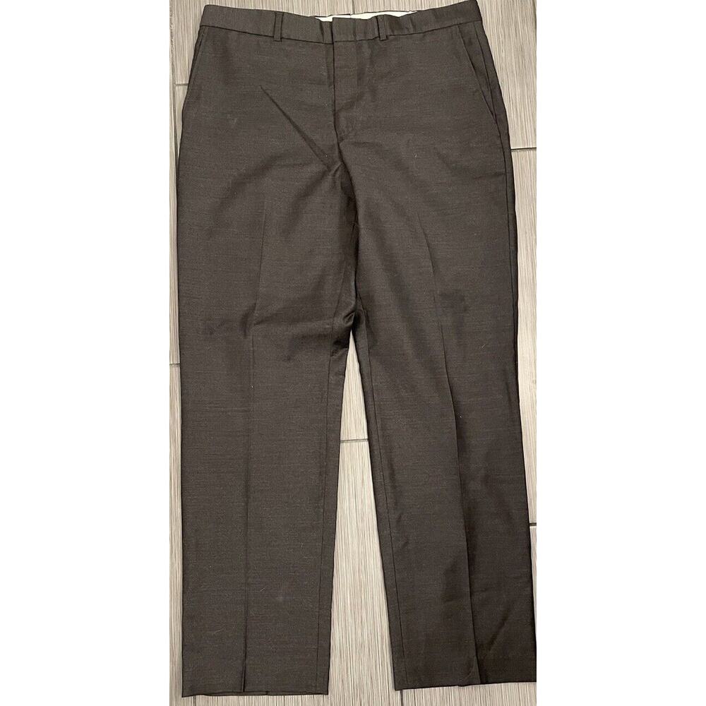 Lands End Mens Tailored Fit Gray Wool Straight Leg Pants Size 35 Lined